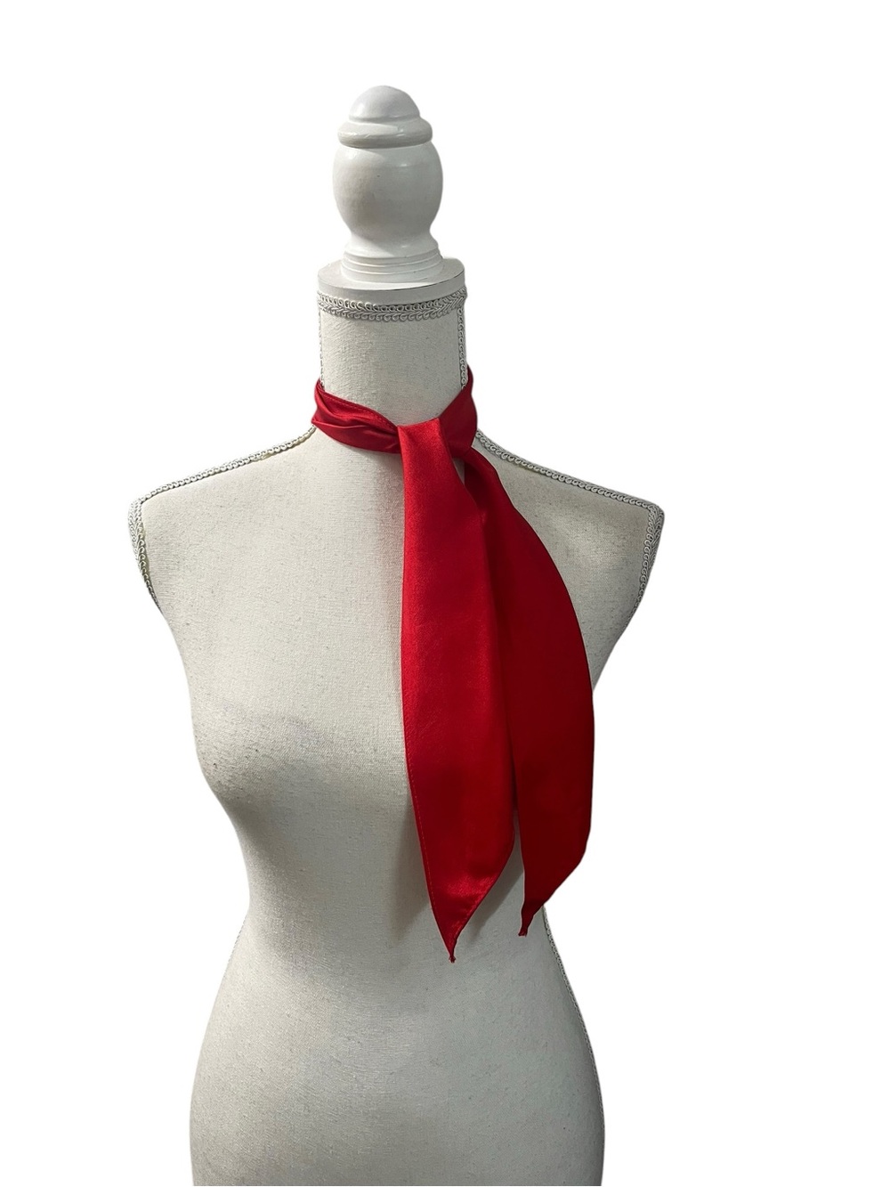 Vintage Red Narrow Scarf Hair Neck Purse